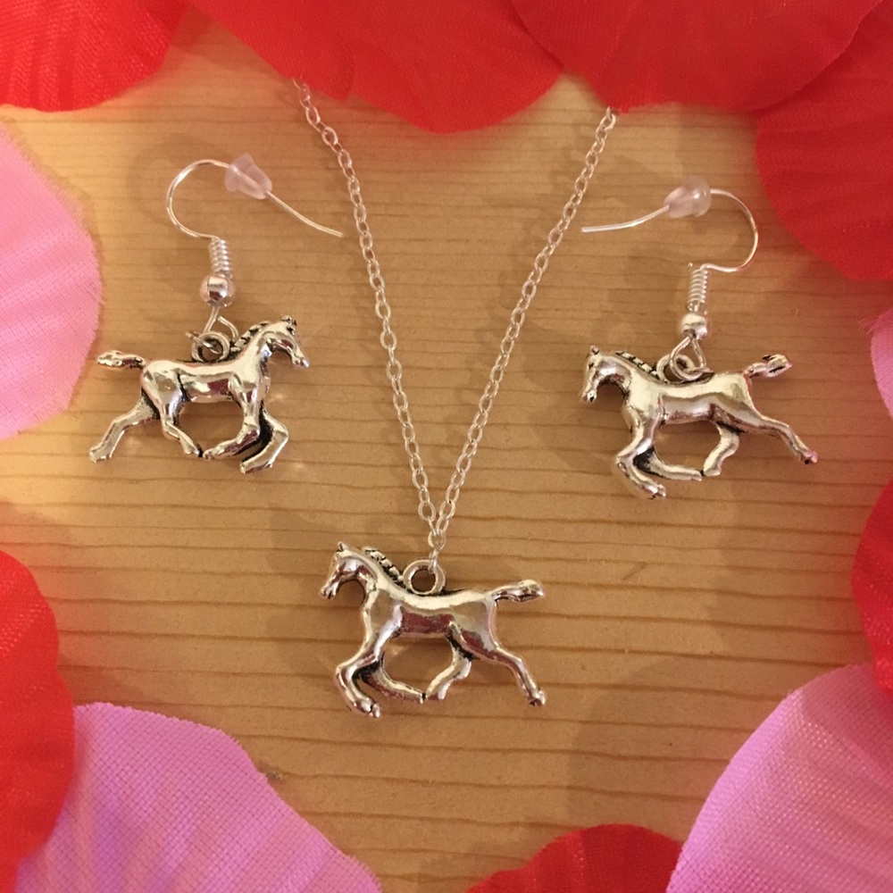 Horse earrings and necklace